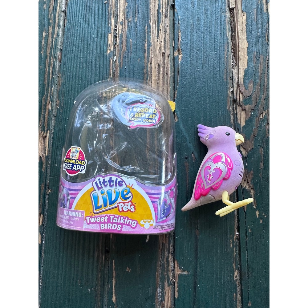 Little Live Pets Tweet Talking‎ Bird Purple Pink Heart Electronic Toy Moose Toys